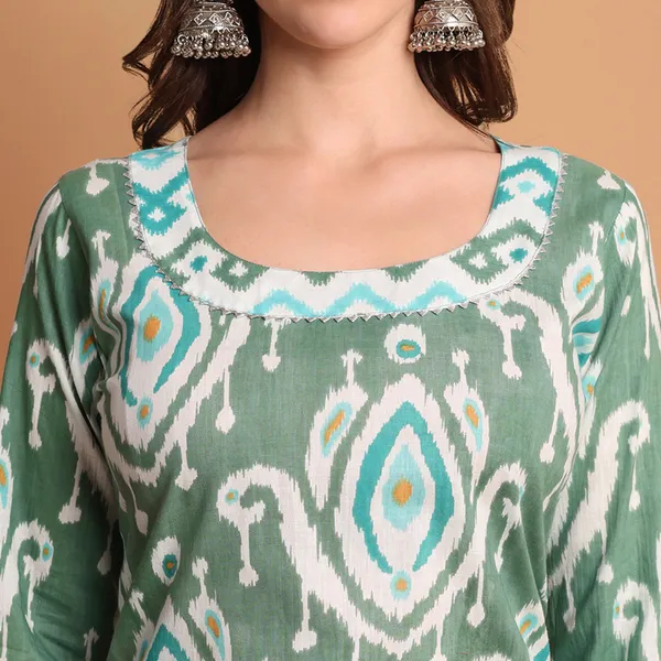 Sea_Green_Pure_Cotton_Kurta_Pant_Dupatta_Set_for_Women_|_Autumn_Hues_Kurta_Set