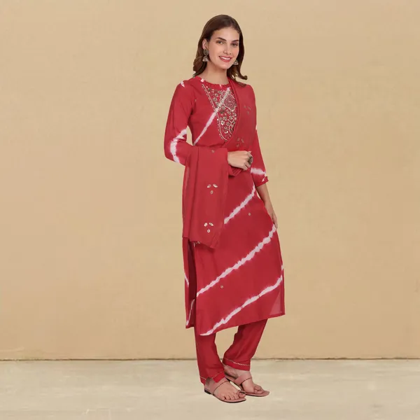 Red_Muslin_Handwork_Kurta_Pant_and_Dupatta_set