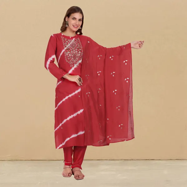 Red_Muslin_Handwork_Kurta_Pant_and_Dupatta_set