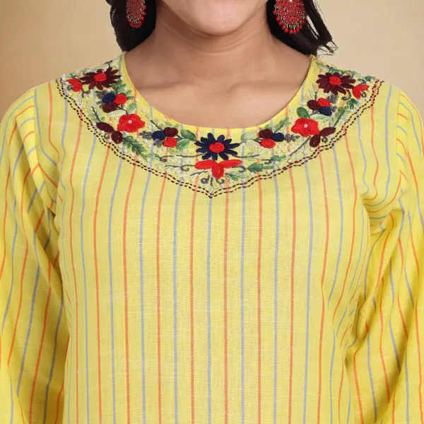 Yellow_Handwork_Cotton_Kurta
