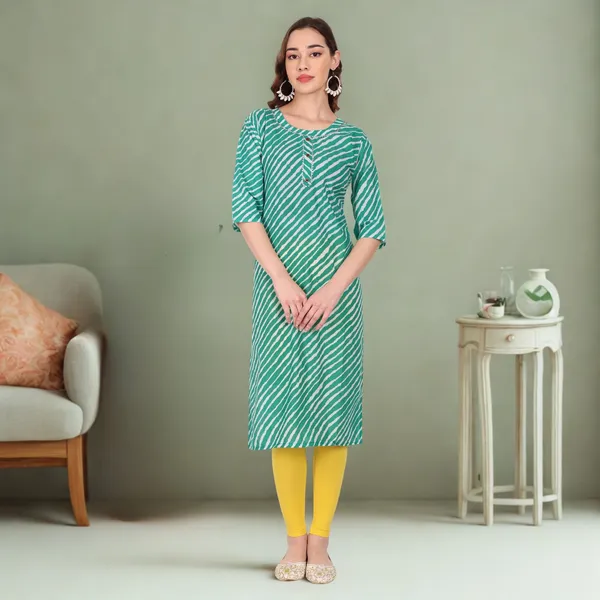Green_Leheriya_Cambric_Cotton_Handwork_Kurta