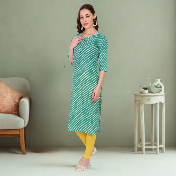 Green_Leheriya_Cambric_Cotton_Handwork_Kurta