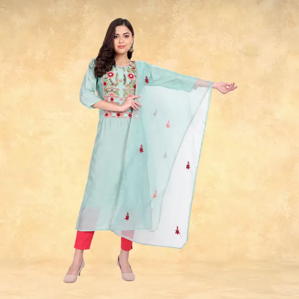 Aqua_Blue_Muslin_Hand_Embroidered_Kurta_with_Organza_Dupatta