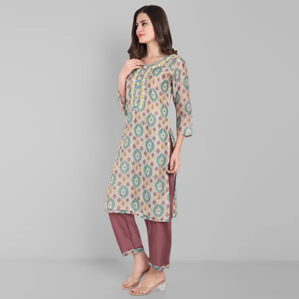 Green_Chanderi_Ikat_Handwork_Kurta_Pant_and_Dupatta_set