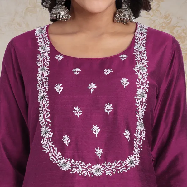 Magenta_Pink_Pure_Bangalore_Silk_Kurta_for_Women_|_Tropical_Twist_Kurtas
