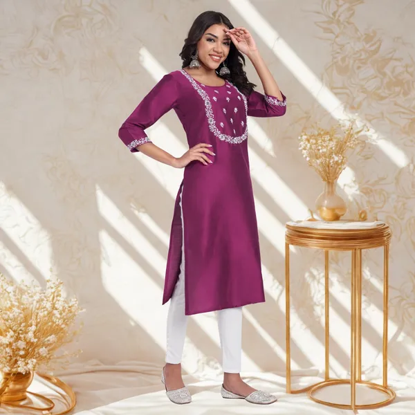Magenta_Pink_Pure_Bangalore_Silk_Kurta_for_Women_|_Tropical_Twist_Kurtas
