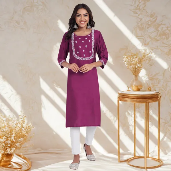 Magenta_Pink_Pure_Bangalore_Silk_Kurta_for_Women_|_Tropical_Twist_Kurtas
