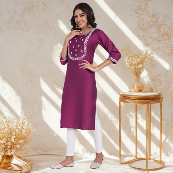 Magenta_Pink_Pure_Bangalore_Silk_Kurta_for_Women_|_Tropical_Twist_Kurtas