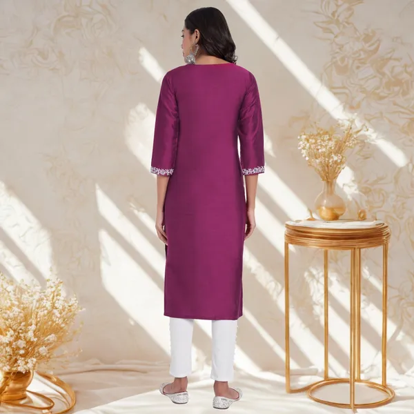 Magenta_Pink_Pure_Bangalore_Silk_Kurta_for_Women_|_Tropical_Twist_Kurtas