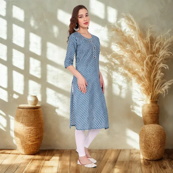 Blue_Leheriya_Cambric_Cotton_Handwork_Kurta