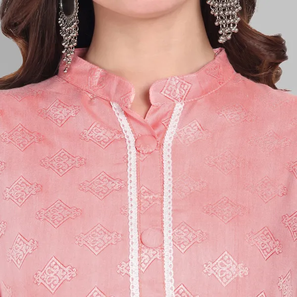 Peach_Self_Print_Slub_Cotton_Kurta_Set