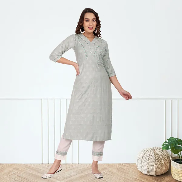 Green_Cotton_Handwork_Kurta_Pant_Set