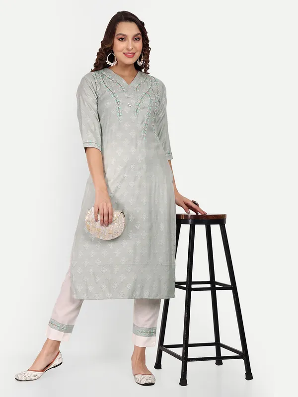 Green_Cotton_Handwork_Kurta_Pant_Set