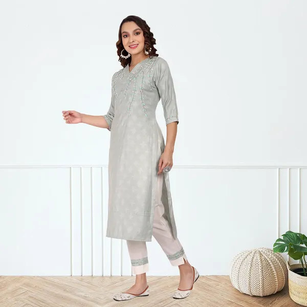 Green_Cotton_Handwork_Kurta_Pant_Set