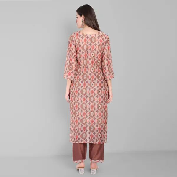 Brown_Chanderi_Ikat_Handwork_Kurta_Pant_and_Dupatta_set