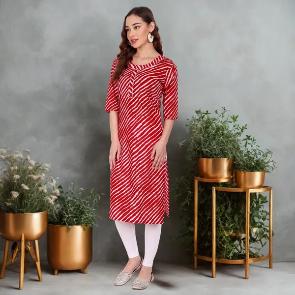 Red_Leheriya_Cambric_Cotton_Handwork_Kurta