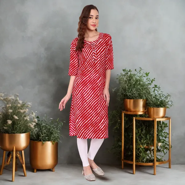 Red_Leheriya_Cambric_Cotton_Handwork_Kurta