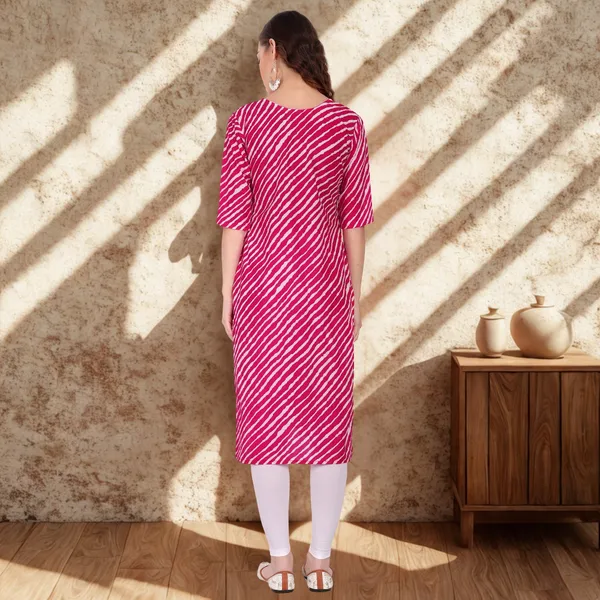 Dark_Pink_Leheriya_Cambric_Cotton_Handwork_Kurta