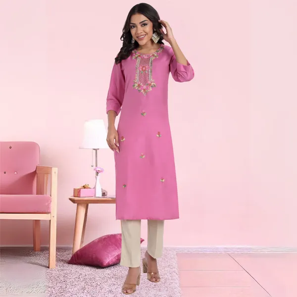 Light_Pink_Pure_Bangalore_Silk_Kurta_for_Women_|_Tropical_Twist_Kurtas