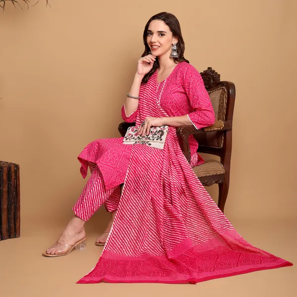 Dark_Pink_Pure_Cotton_Kurta_Pant_Dupatta_Set_for_Women_|_Autumn_Hues_Kurta_Set