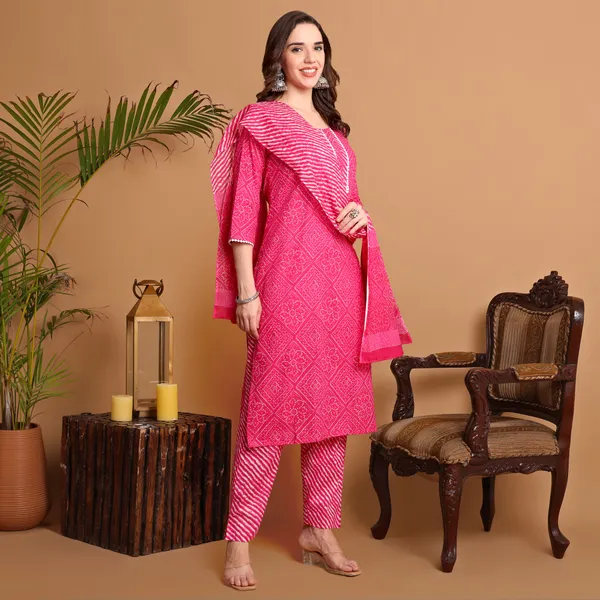 Dark_Pink_Pure_Cotton_Kurta_Pant_Dupatta_Set_for_Women_|_Autumn_Hues_Kurta_Set