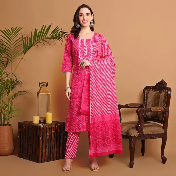 Dark_Pink_Pure_Cotton_Kurta_Pant_Dupatta_Set_for_Women_|_Autumn_Hues_Kurta_Set