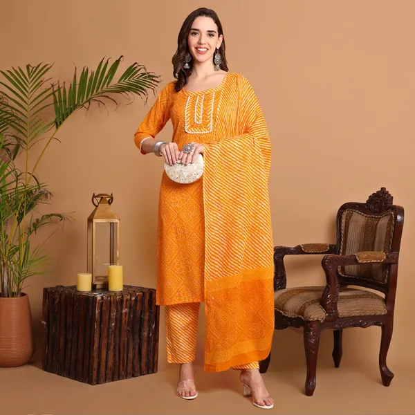 Yellow_Pure_Cotton_Kurta_Pant_Dupatta_Set_for_Women_|_Autumn_Hues_Kurta_Set