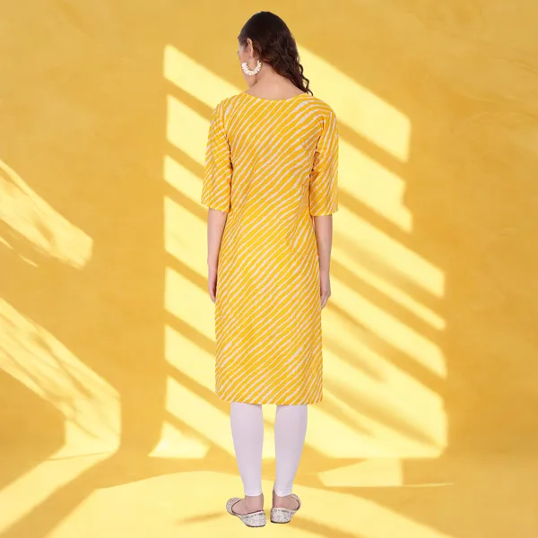 Yellow_Leheriya_Cambric_Cotton_Handwork_Kurta