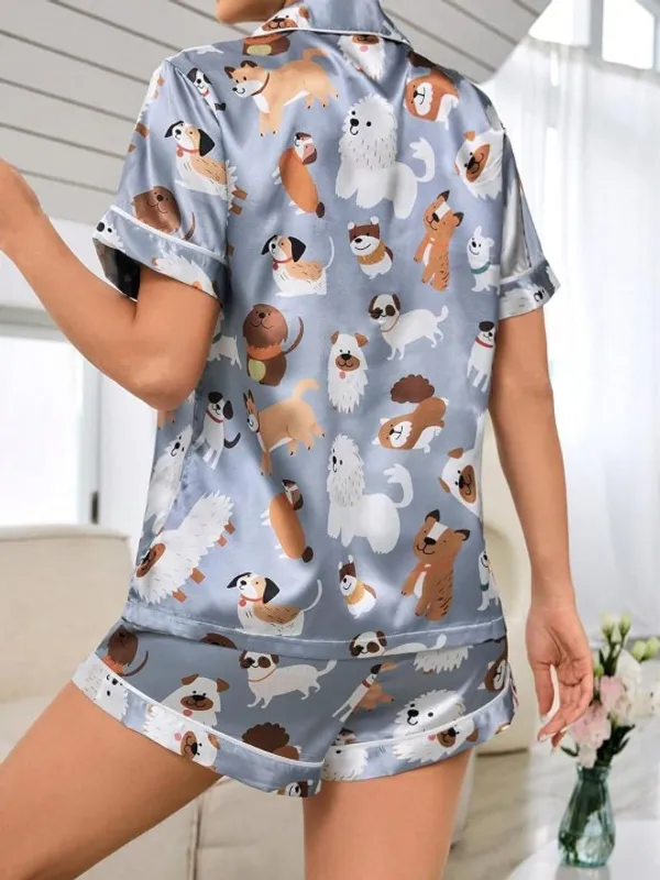 Blue_Lycra_And_Mesh_Adorable_Dog_Print_Night_Suit_For_Women