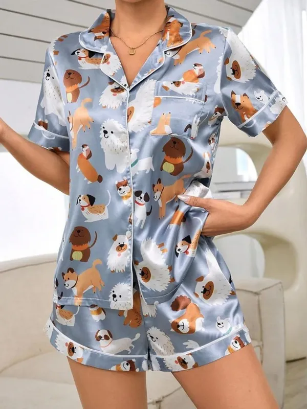 Blue_Lycra_And_Mesh_Adorable_Dog_Print_Night_Suit_For_Women