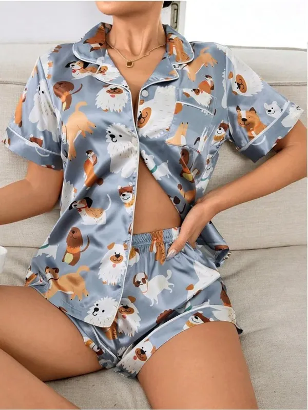 Blue_Lycra_And_Mesh_Adorable_Dog_Print_Night_Suit_For_Women