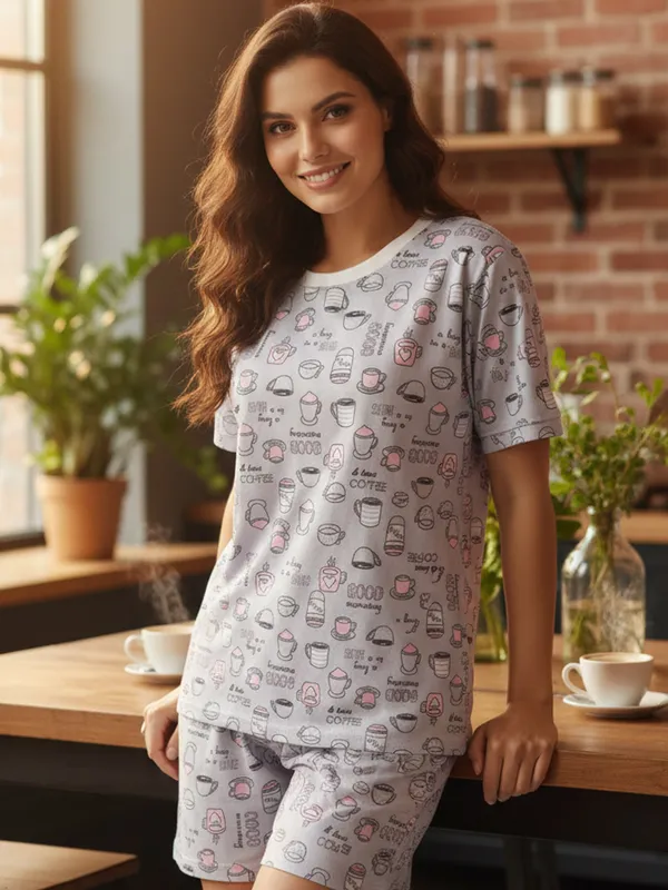 White_Lycra_And_Mesh_Cozy_Print_Nightwear_For_Women