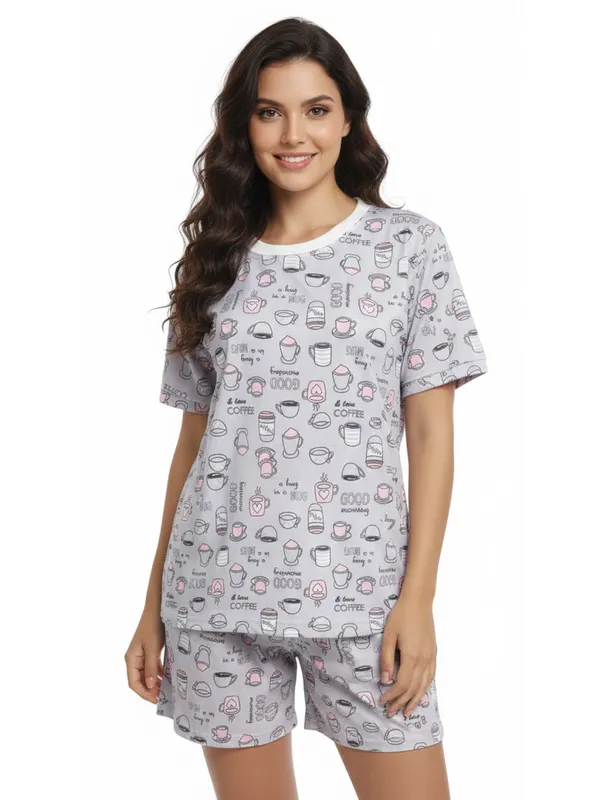 White_Lycra_And_Mesh_Cozy_Print_Nightwear_For_Women