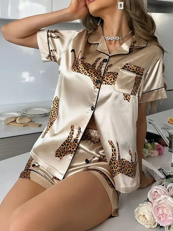 Golden_Lycra_And_Mesh_Leopard_Giraffe_Print_Night_Suit_For_Women