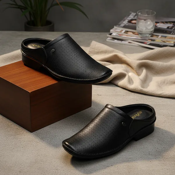Aero_Black_Perforated_Slip-On_Mule