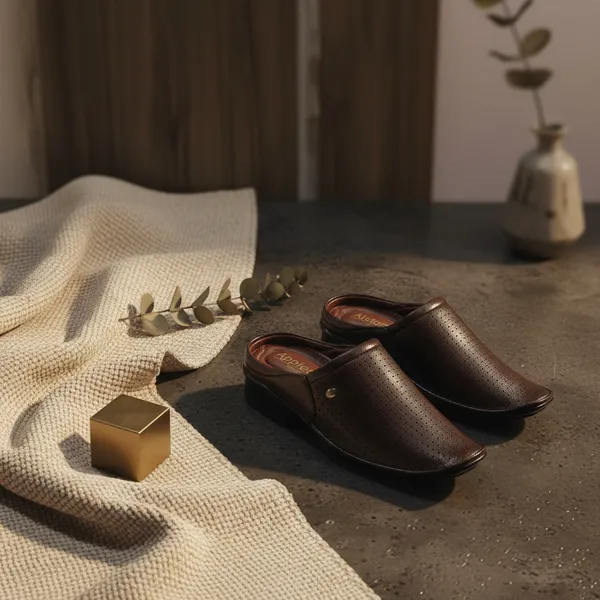 Aero_Brown_Perforated_Slip-On_Mule