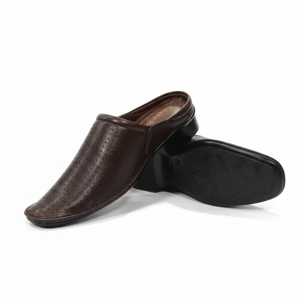 Aero_Brown_Perforated_Slip-On_Mule