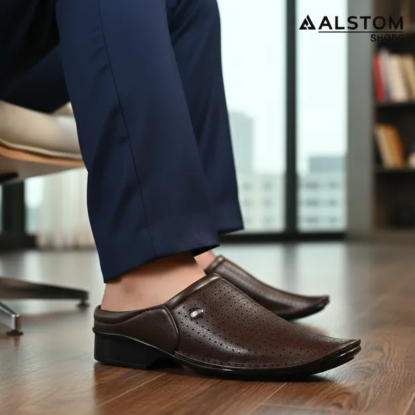 Aero_Brown_Perforated_Slip-On_Mule