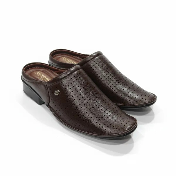 Aero_Brown_Perforated_Slip-On_Mule