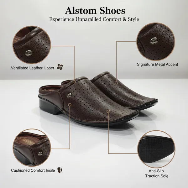 Aero_Brown_Perforated_Slip-On_Mule