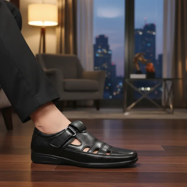 Black_Perforated_Comfort_Sandal_For_Men