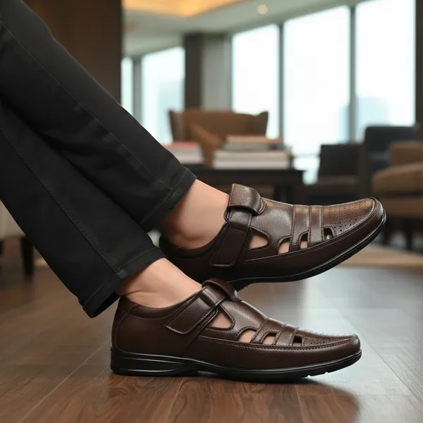 Brown_Perforated_Comfort_Sandal_For_Men