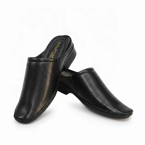 Black_Perforated_Comfort_Mules_For_Men