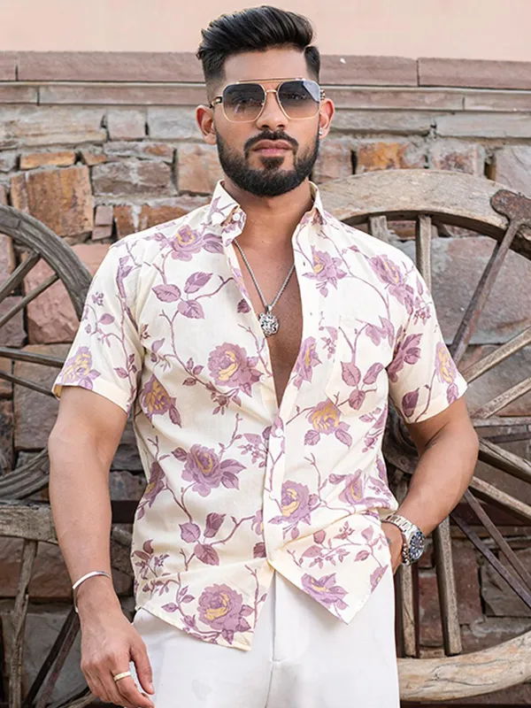 Men's_Pink_Floral_Printed_Half_Sleeve_Slim_Fit_Shirt_-_Doriyan