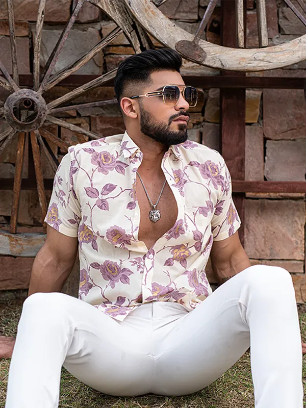 Men's_Pink_Floral_Printed_Half_Sleeve_Slim_Fit_Shirt_-_Doriyan