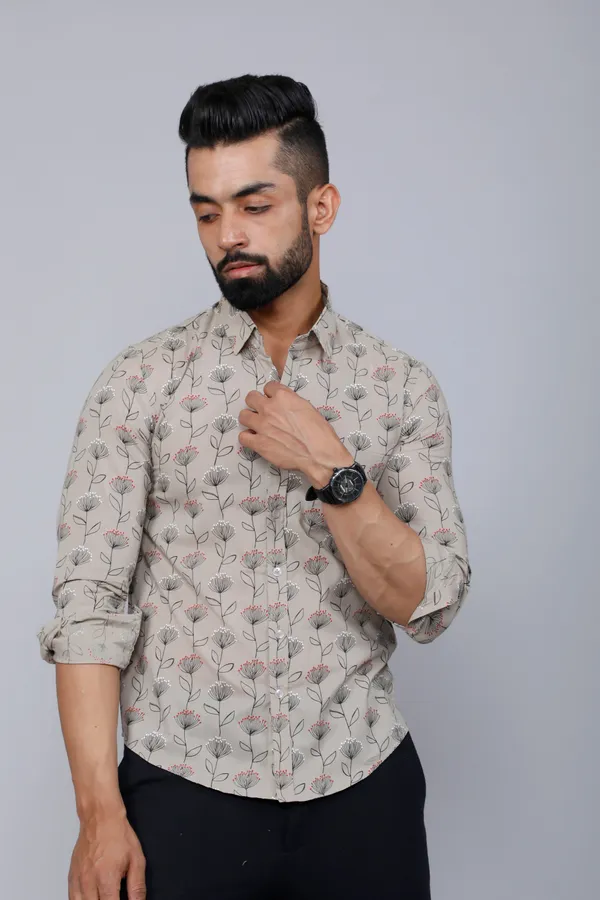 Men's_Beige_Comfort_Floral_Printed_Casual_Shirt_-_Doriyan