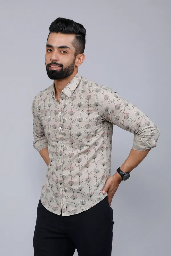 Men's_Beige_Comfort_Floral_Printed_Casual_Shirt_-_Doriyan