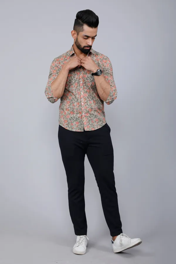 Men's_Beige_Comfort_Floral_Printed_Casual_Shirt_-_Doriyan