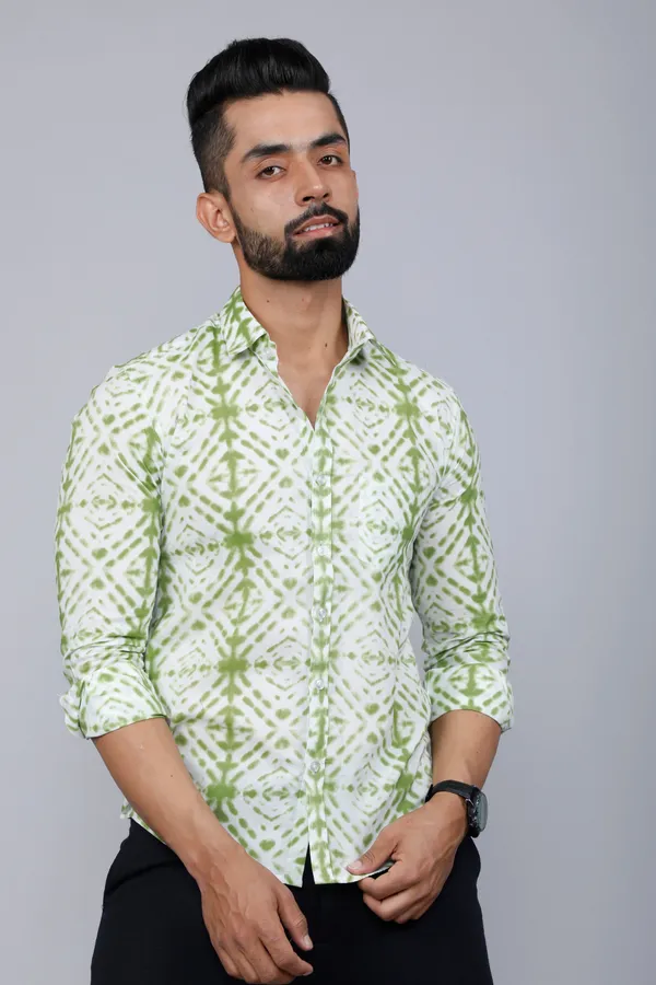 Men's_Premium_Green_And_White_Slim_Fit_Tie_Dye_Cotton_Shirt_-_Doriyan