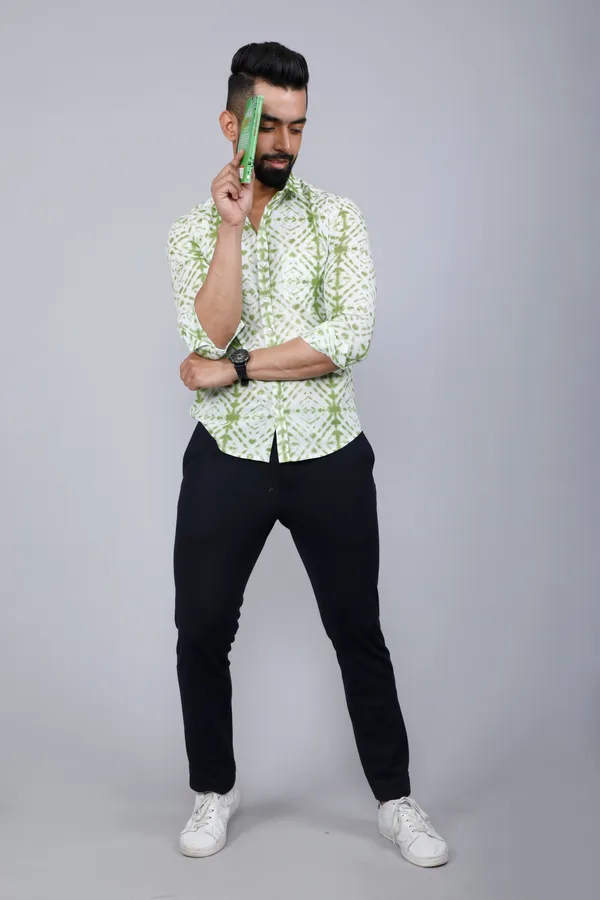 Men's_Premium_Green_And_White_Slim_Fit_Tie_Dye_Cotton_Shirt_-_Doriyan